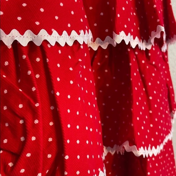 Mud Pie Girls Red Polka Dot Christmas Dress – Smocked Reindeer & Tree, Size 4T - Picture 7 of 11